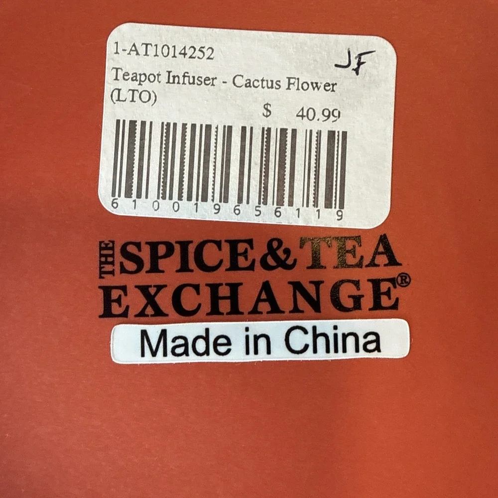 The Tea & Spice Exchange Teapot Infuser Cactus Flower Matte Finish New No Box